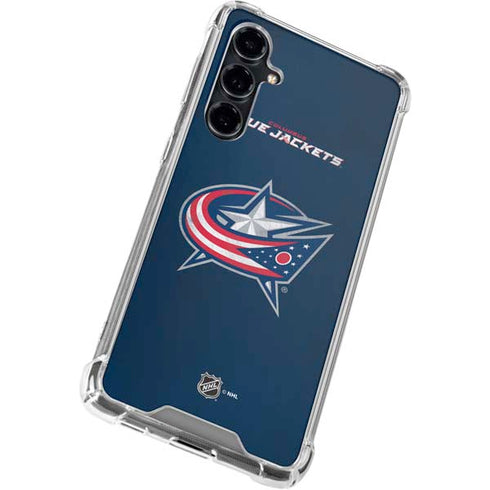 NHL Columbus Blue Jackets Distressed Galaxy S23 FE Clear Case